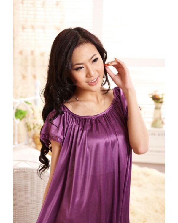 summer short sleeve sleepwear viscose lace long nightgown