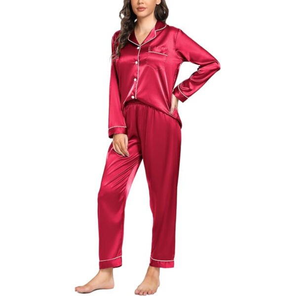 luxurious satin silk button down night suit for women comfortable and stylish lounge wear sleepwear