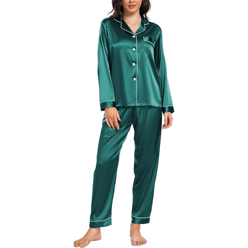luxurious satin silk button down night suit for women comfortable and stylish lounge wear sleepwear