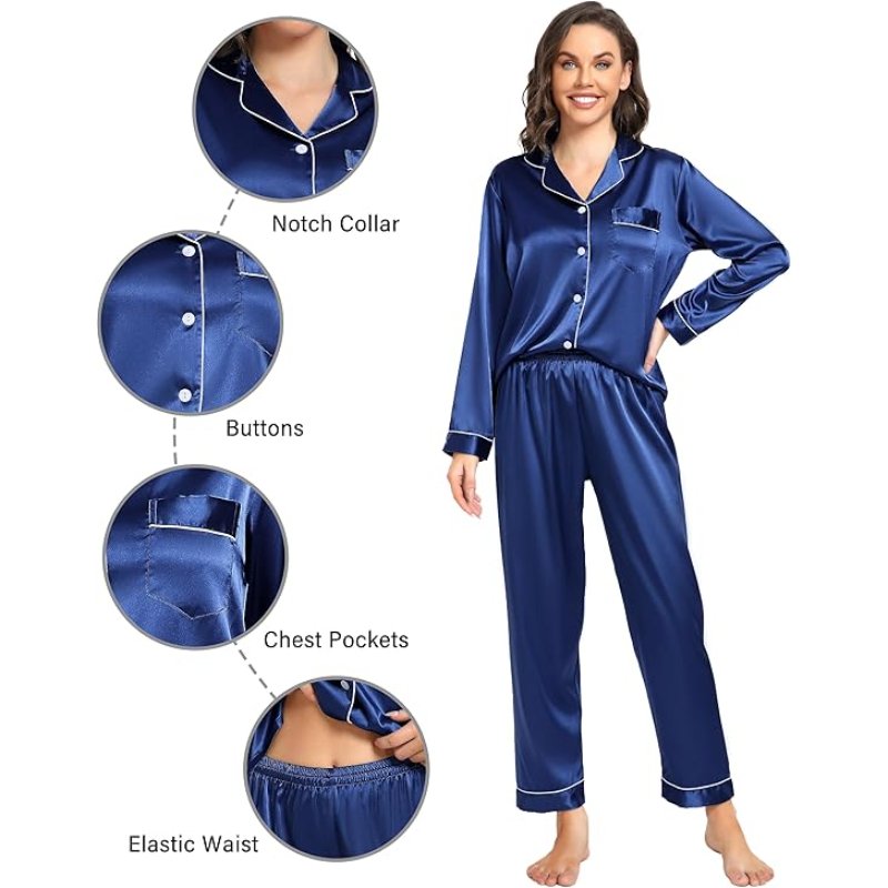 luxurious satin silk button down night suit for women comfortable and stylish lounge wear sleepwear