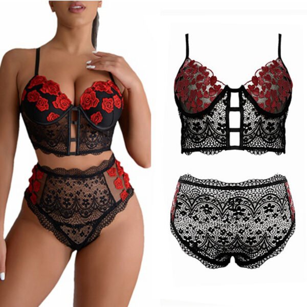 elegant lace & floral embroidered lingerie set stylish & comfortable intimate wear