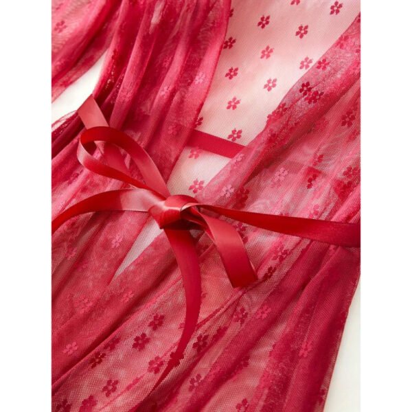 3 piece floral lace lingerie set with sheer mesh robe elegance allure & comforts