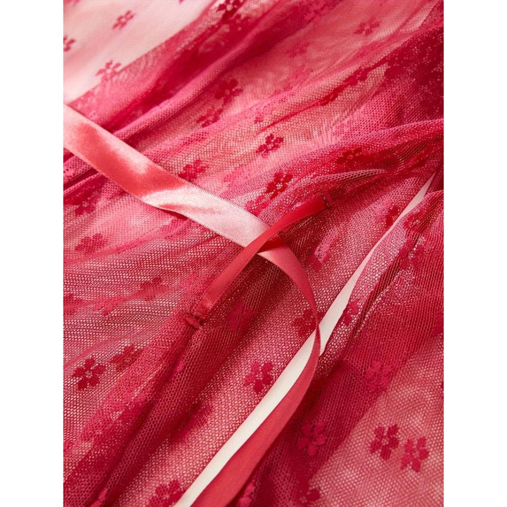 3 piece floral lace lingerie set with sheer mesh robe elegance allure & comforts