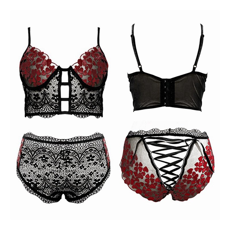 elegant lace & floral embroidered lingerie set stylish & comfortable intimate wear