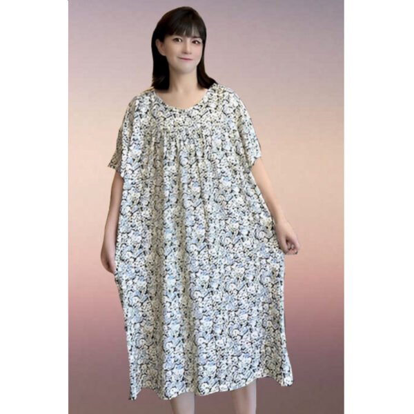 summer fashion long dress short sleeve printed a line loose top