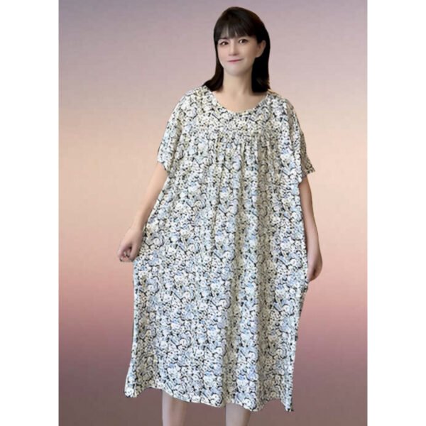 summer fashion long dress short sleeve printed a line loose top