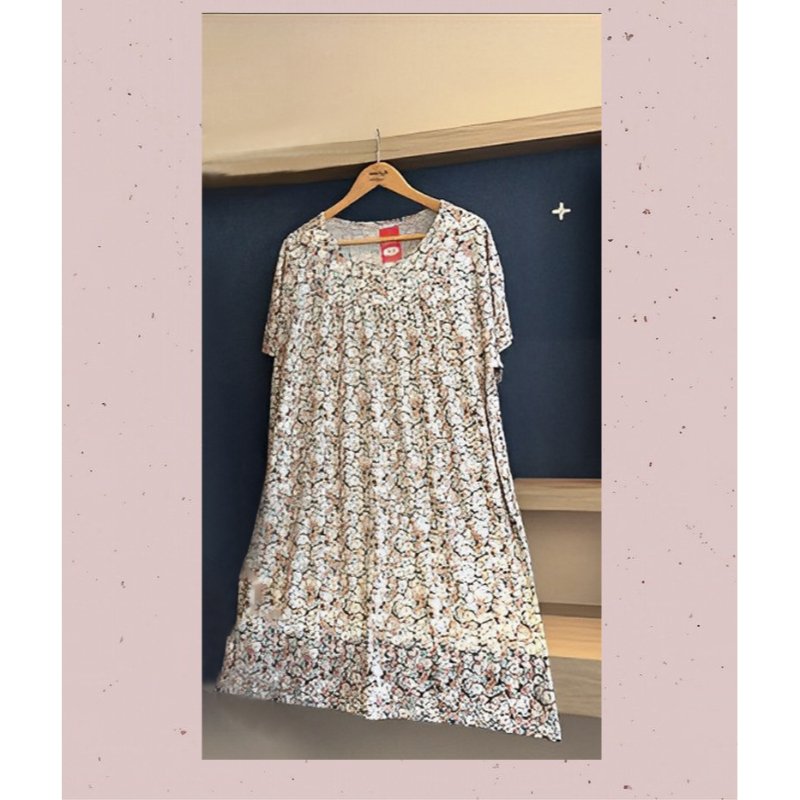 summer fashion long dress short sleeve printed a line loose top
