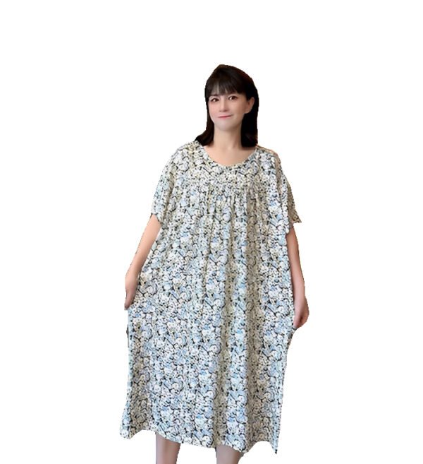 summer fashion long dress short sleeve printed a line loose top