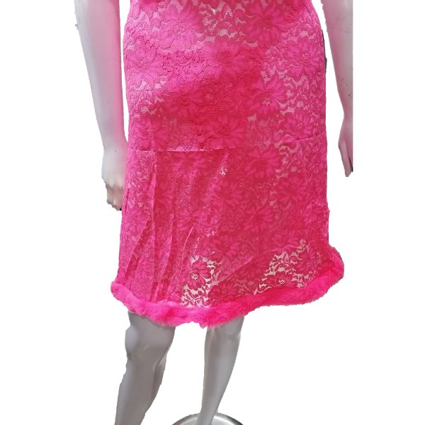 women velet net furr lace embroidery lingerie two piece night dress lingerie set